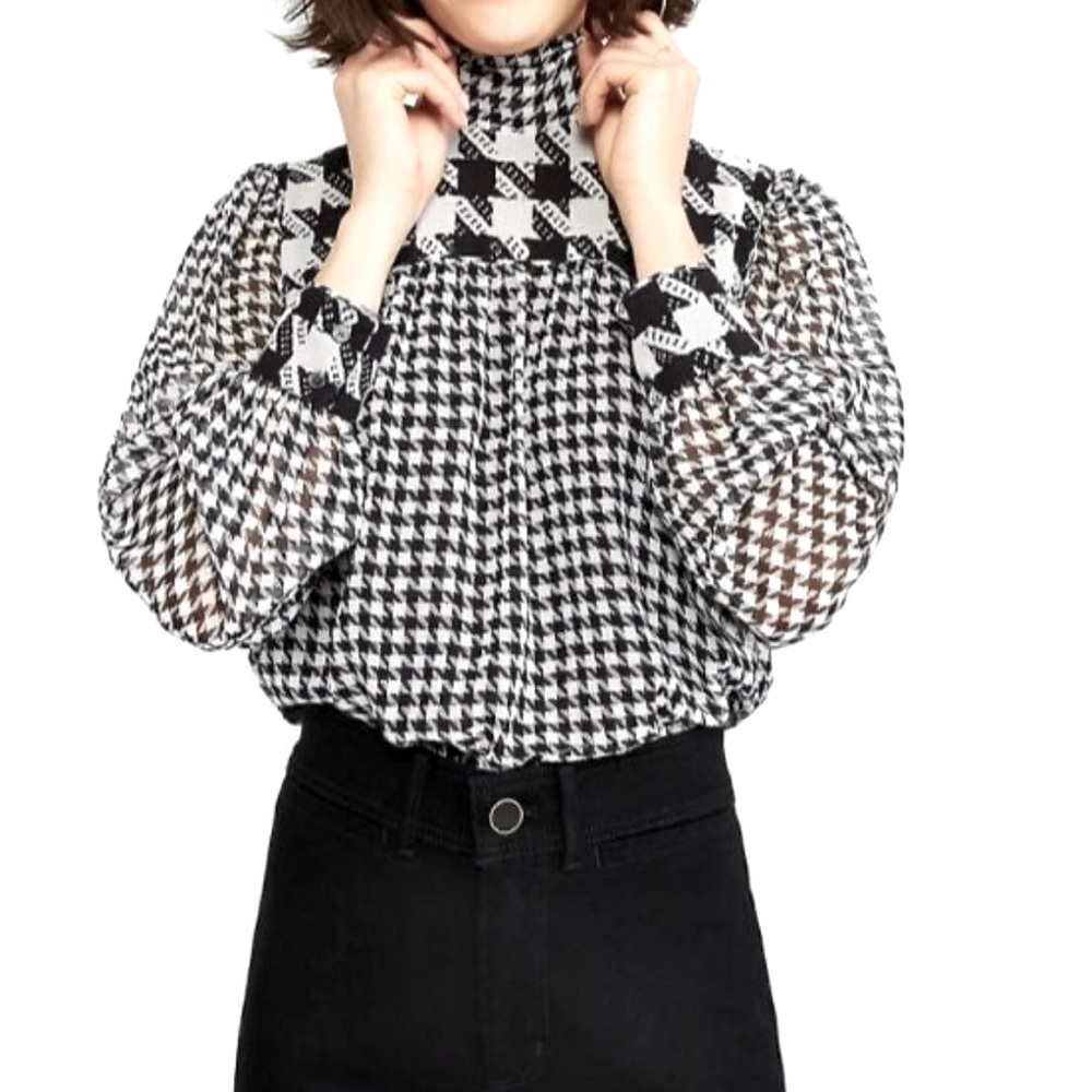 NWOT Ann Taylor Houndstooth blouse XS
